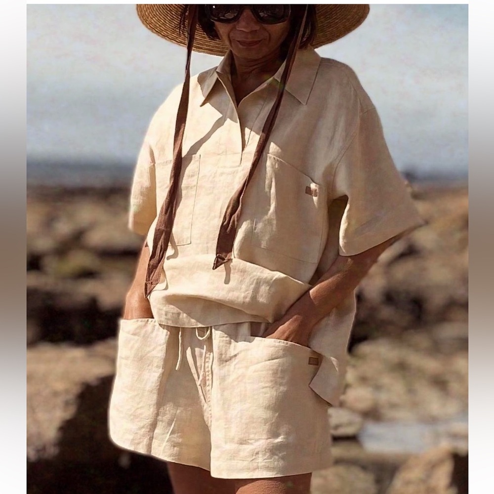 NWT Lunya linen travel top large